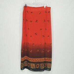 Trendy Woman Orange & Brown Floral Wrap Skirt 1X